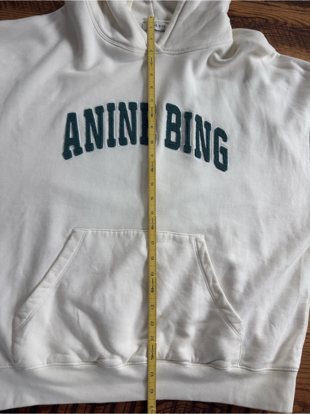 Anine Bing Harvey Sweatshirt - Ivory With Dark Sage Size L - Picture 5 of 6